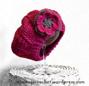 Boina relieve fucsia-gris 008