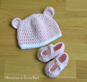 Bailarinas rosas y gorrito a juego 010